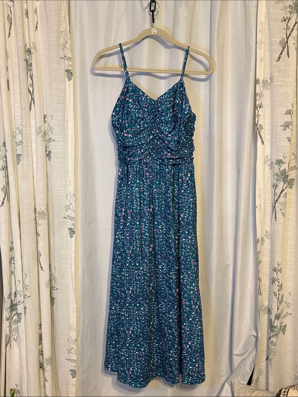 Spaghetti Strap Floral Maxi Dress in Teal